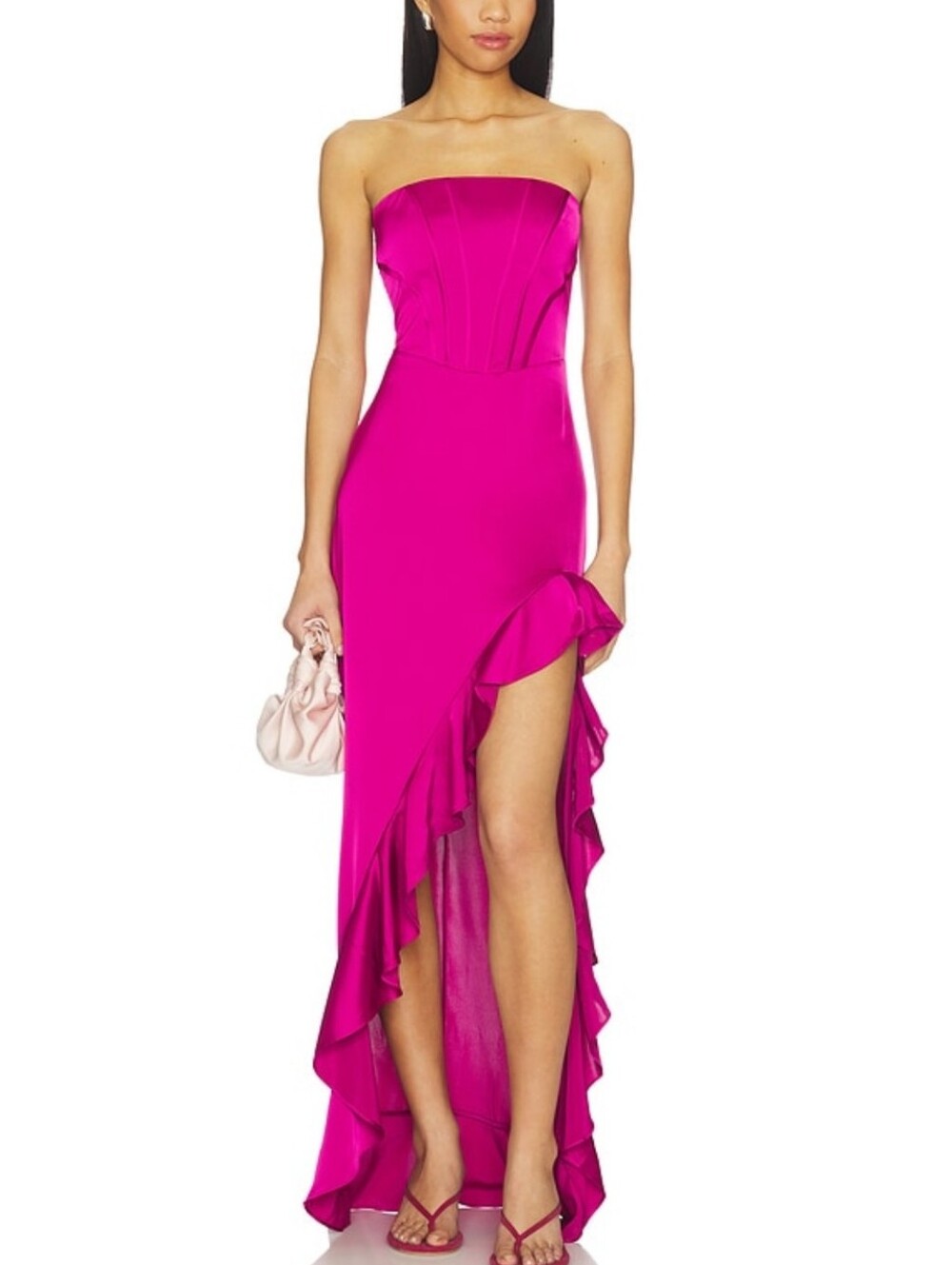 Amanda Uprichard Strapless gorgeous fuchsia Ruffle Gown size S worn once